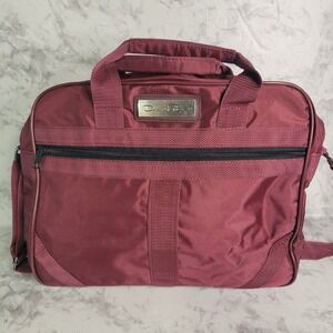 Oscar de la Renta Burgundy Nylon Travel Bag Weekend Carry On Duffel Shoulder Bag